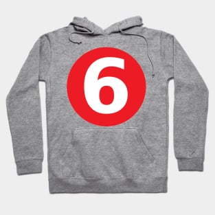 Number 6 Big Red Dot Letters & Numbers Hoodie